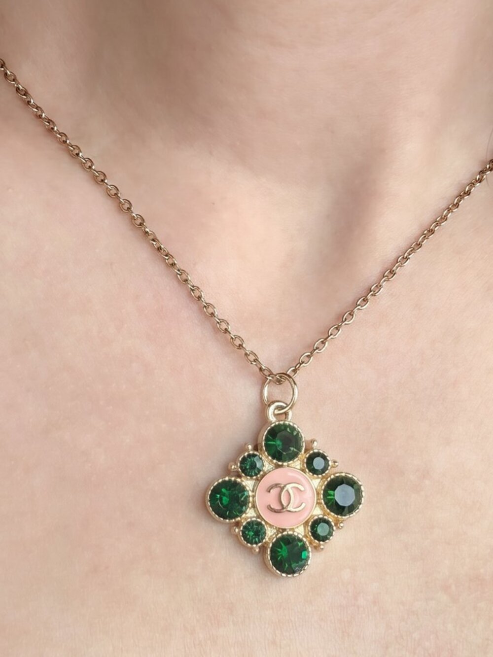 ✨ Vintage ONLY 1! CC CHANELDiamond Shape Upcycled Necklace: BOGO Sale! ✨